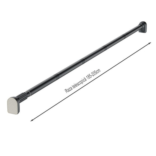 Bara Telescopica Multifunctionala, Flippy, din Otel Inoxidabil si ABS, Utilizare Universala, Extensie 185 - 205 cm, Fara Perforare Perete, Gri-1