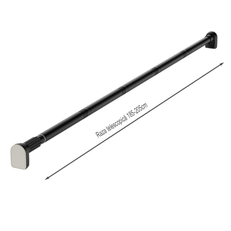 Bara Telescopica Multifunctionala, Flippy, din Otel Inoxidabil si ABS, Utilizare Universala, Extensie 185 - 205 cm, Fara Perforare Perete, Negru-10