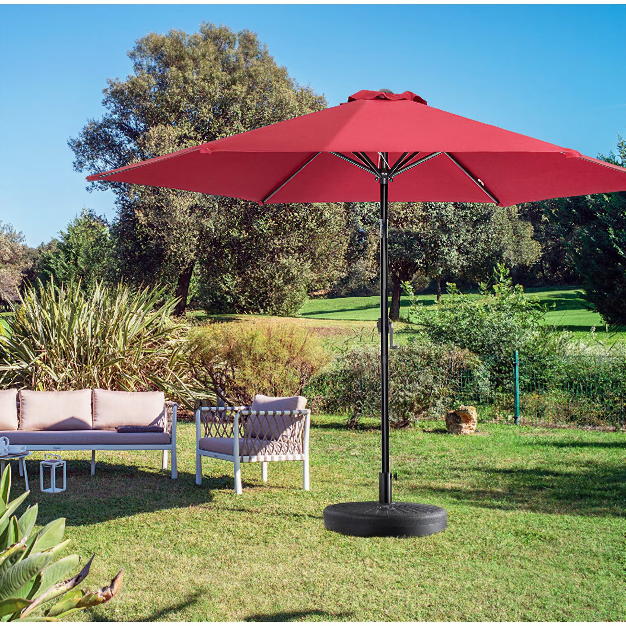 Baza umbrela din plastic Flippy, rotunda, 22 litri, neagra-1