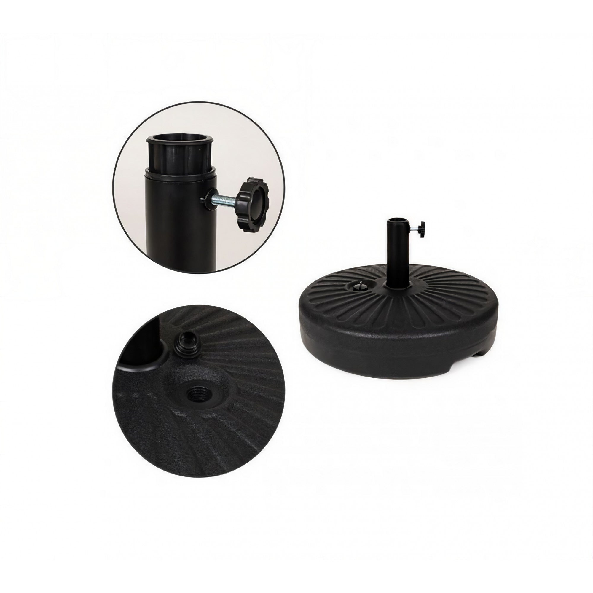 Baza umbrela din plastic Flippy, rotunda, 22 litri, neagra-2