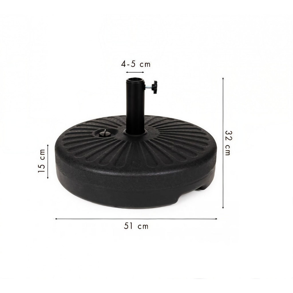 Baza umbrela din plastic Flippy, rotunda, 22 litri, neagra-3