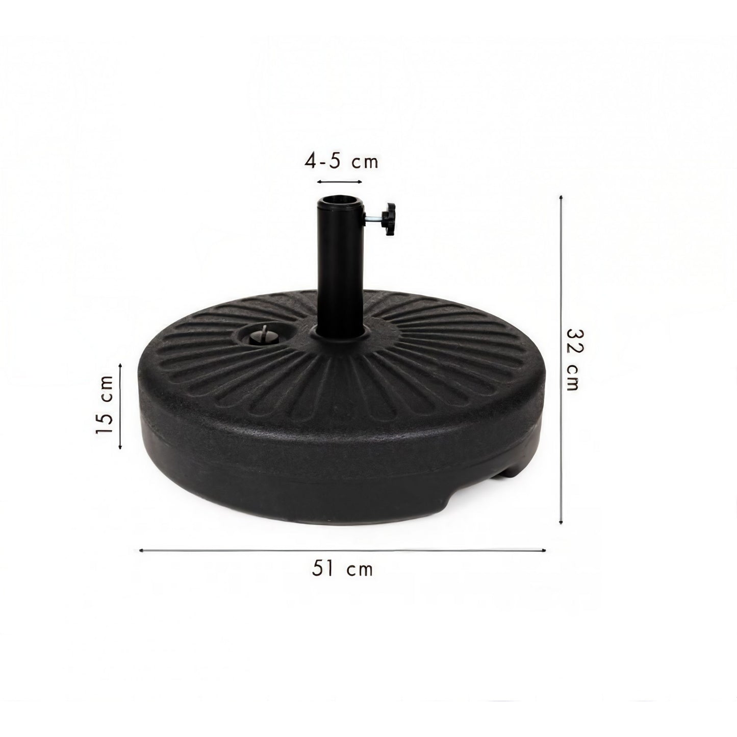 Baza umbrela din plastic Flippy, rotunda, 22 litri, neagra-3