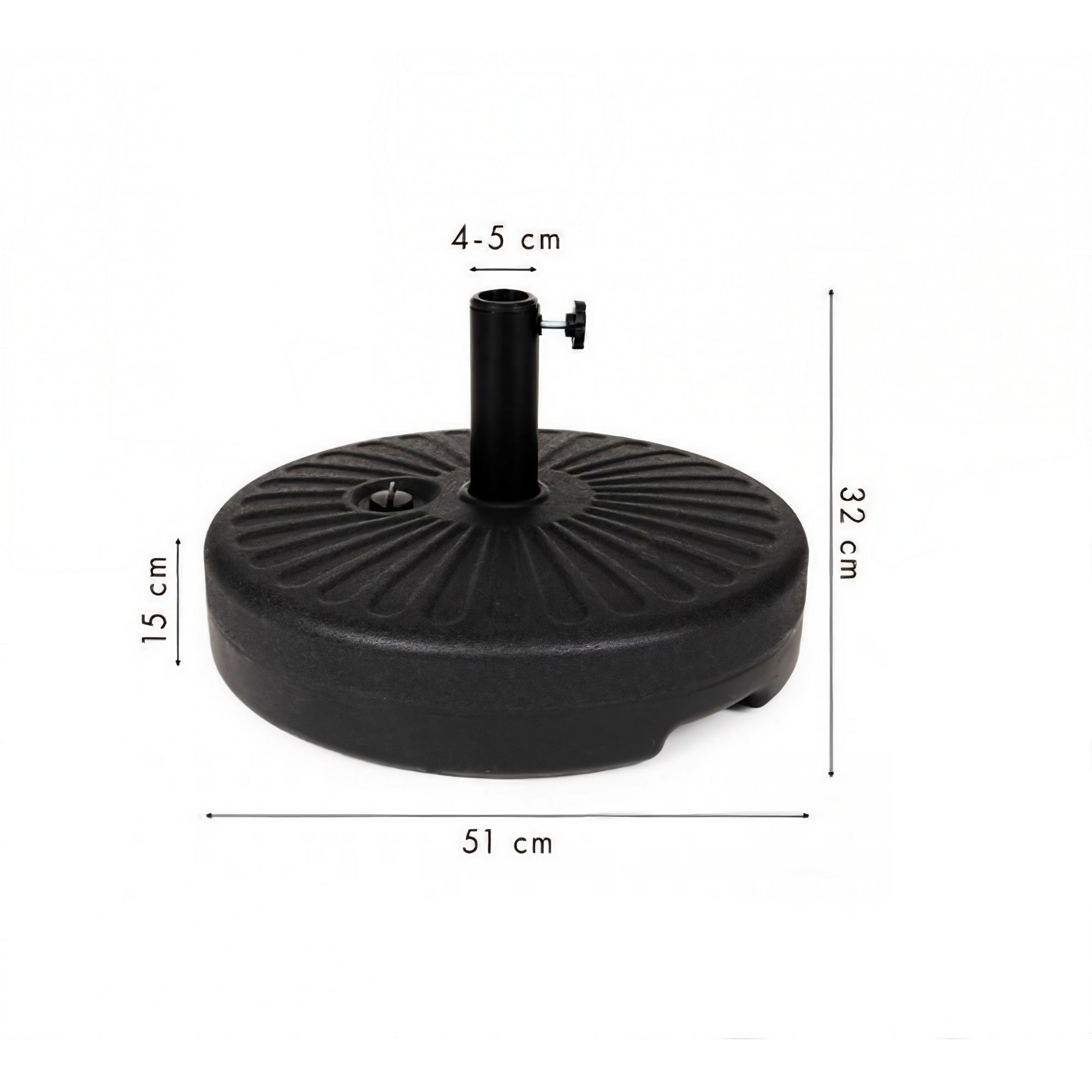 Baza umbrela din plastic Flippy, rotunda, 22 litri, neagra-3