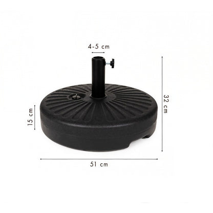 Baza umbrela din plastic Flippy, rotunda, 22 litri, neagra-3
