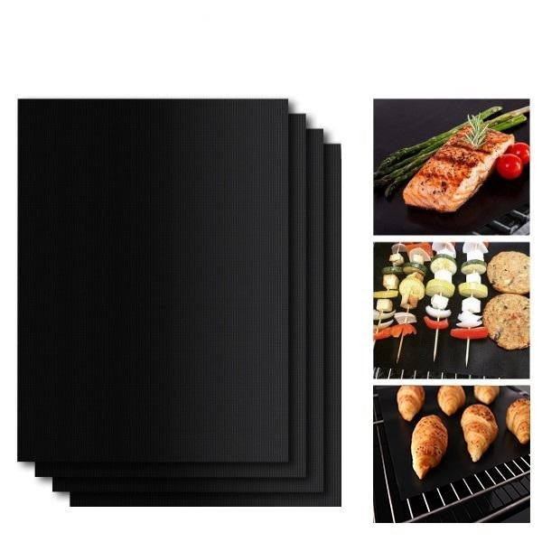 Set 4 Folii Antiaderente din Teflon, Flippy, Multifunctionale, Rezistente la Apa si Temperaturi Ridicate, pentru Gratar, Cuptor, BBQ Grill, 40x33 cm, Negru-2