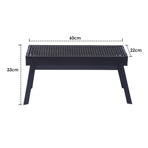 Gratar Portabil, Flippy, Otel Inoxidabil, pentru Picnic Gradina Terasa Camping, 60x22x23 cm, Negru-0