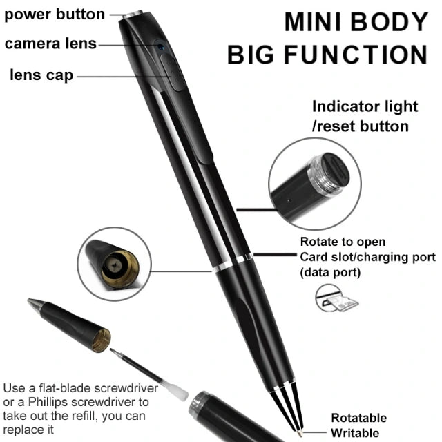 Cameră Spion în Formă de Pix – Full HD 1080p