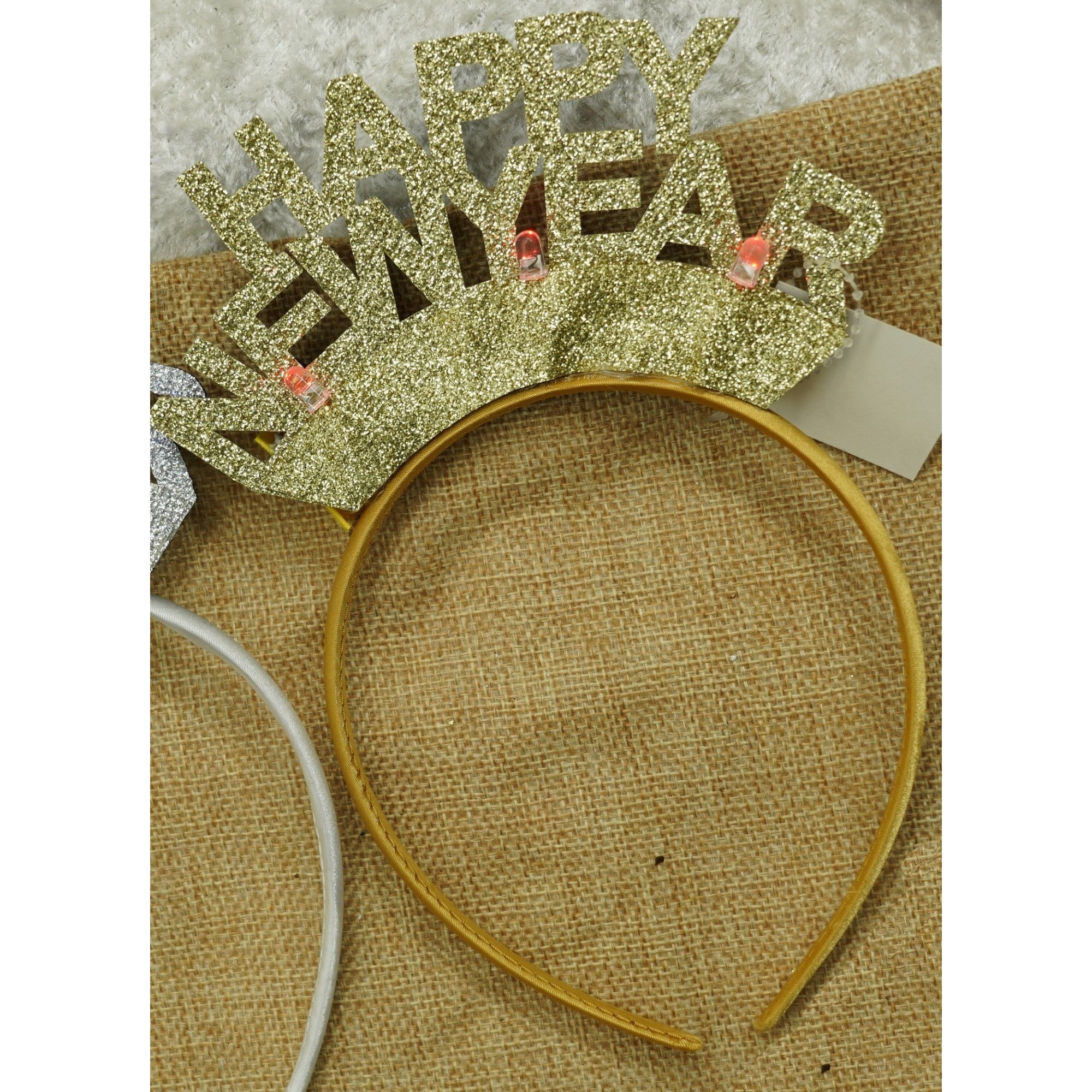 Bentita/cerc Happy Newyear, culoare auriu, marime standard, Flippy-1