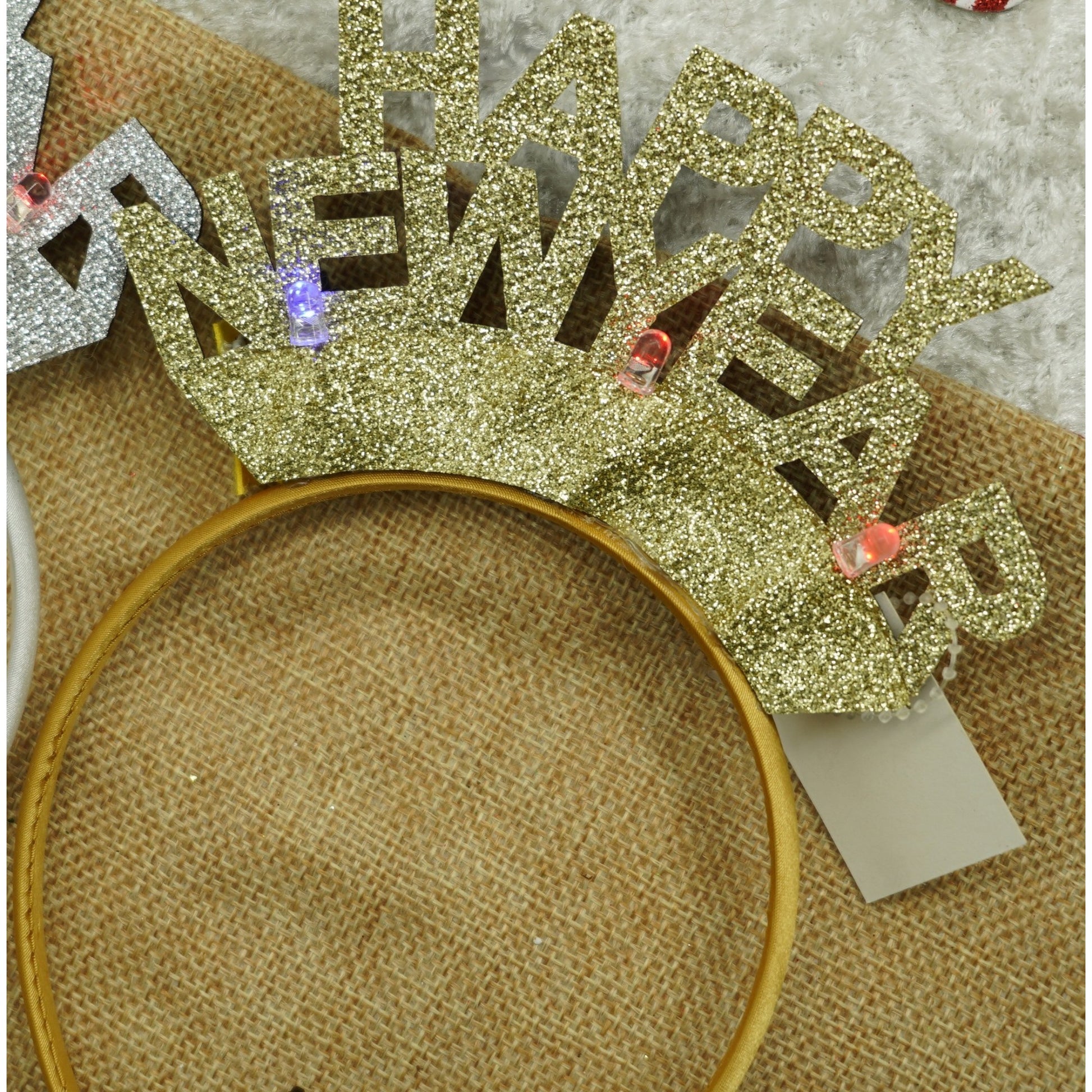 Bentita/cerc Happy Newyear, culoare auriu, marime standard, Flippy-4