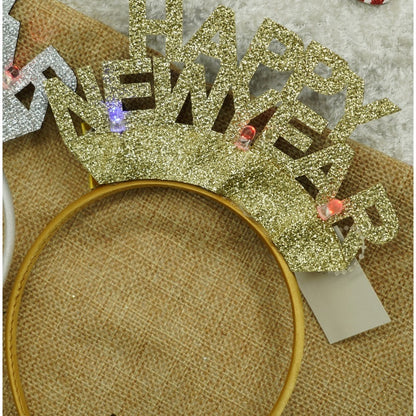 Bentita/cerc Happy Newyear, culoare auriu, marime standard, Flippy-9