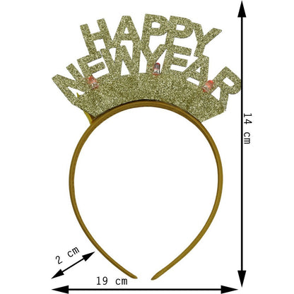 Bentita/cerc Happy Newyear, culoare auriu, marime standard, Flippy-10