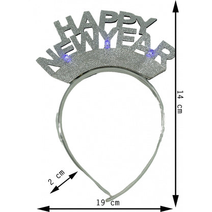 Bentita/cerc Happy Newyear, culoare gri metalic, marime standard, Flippy-5