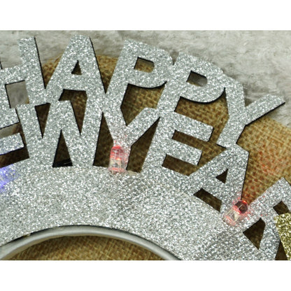 Bentita/cerc Happy Newyear, culoare gri metalic, marime standard, Flippy-9