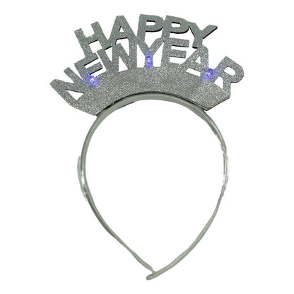 Bentita/cerc Happy Newyear, culoare gri metalic, marime standard, Flippy-0