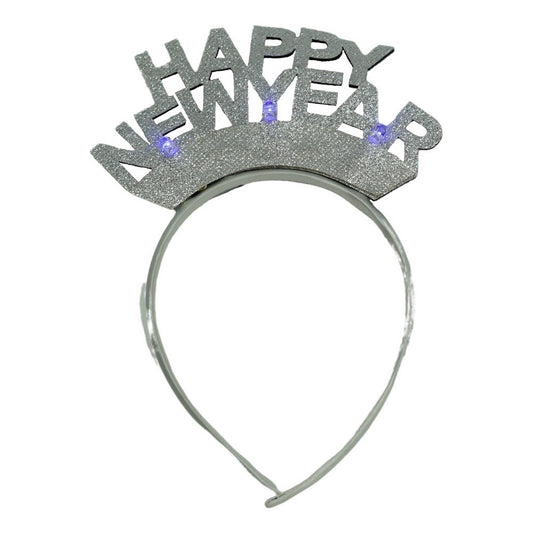 Bentita/cerc Happy Newyear, culoare gri metalic, marime standard, Flippy-0