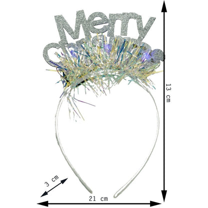 Bentita/cerc Mery Cristmas, culoare gri metalic cu beteala, marime standard, Flippy-10