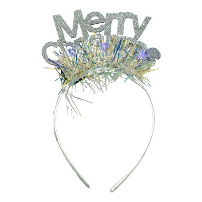 Bentita/cerc Mery Cristmas, culoare gri metalic cu beteala, marime standard, Flippy-0