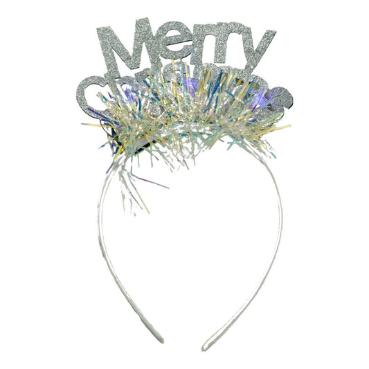 Bentita/cerc Mery Cristmas, culoare gri metalic cu beteala, marime standard, Flippy-0