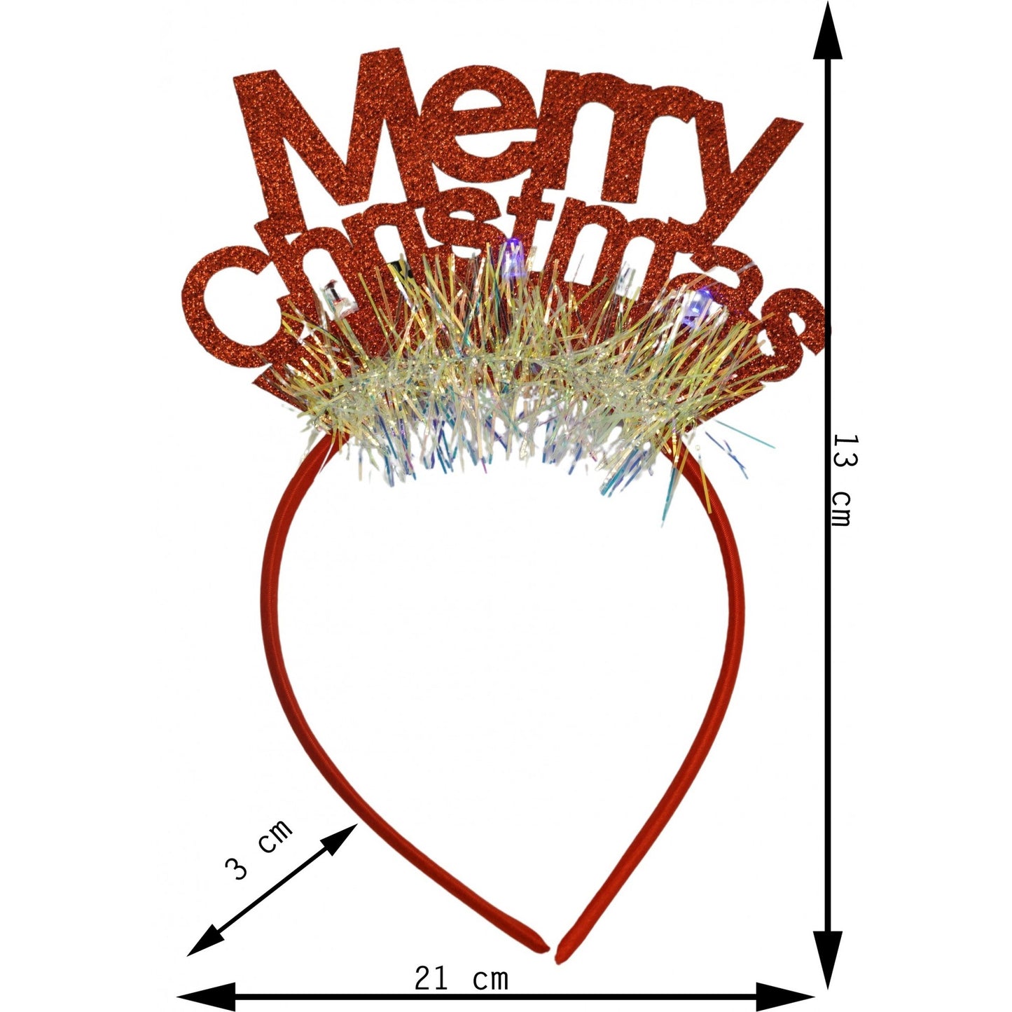 Bentita/cerc Mery Cristmas, culoare rosu cu sclipici, marime standard, Flippy-5