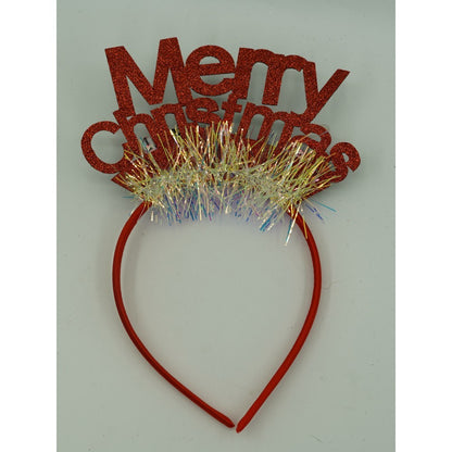 Bentita/cerc Mery Cristmas, culoare rosu cu sclipici, marime standard, Flippy-6