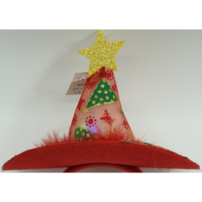 Bentita/cerc tip palarie de Craciun, culoare rosie cu led, marime standard, Flippy-4