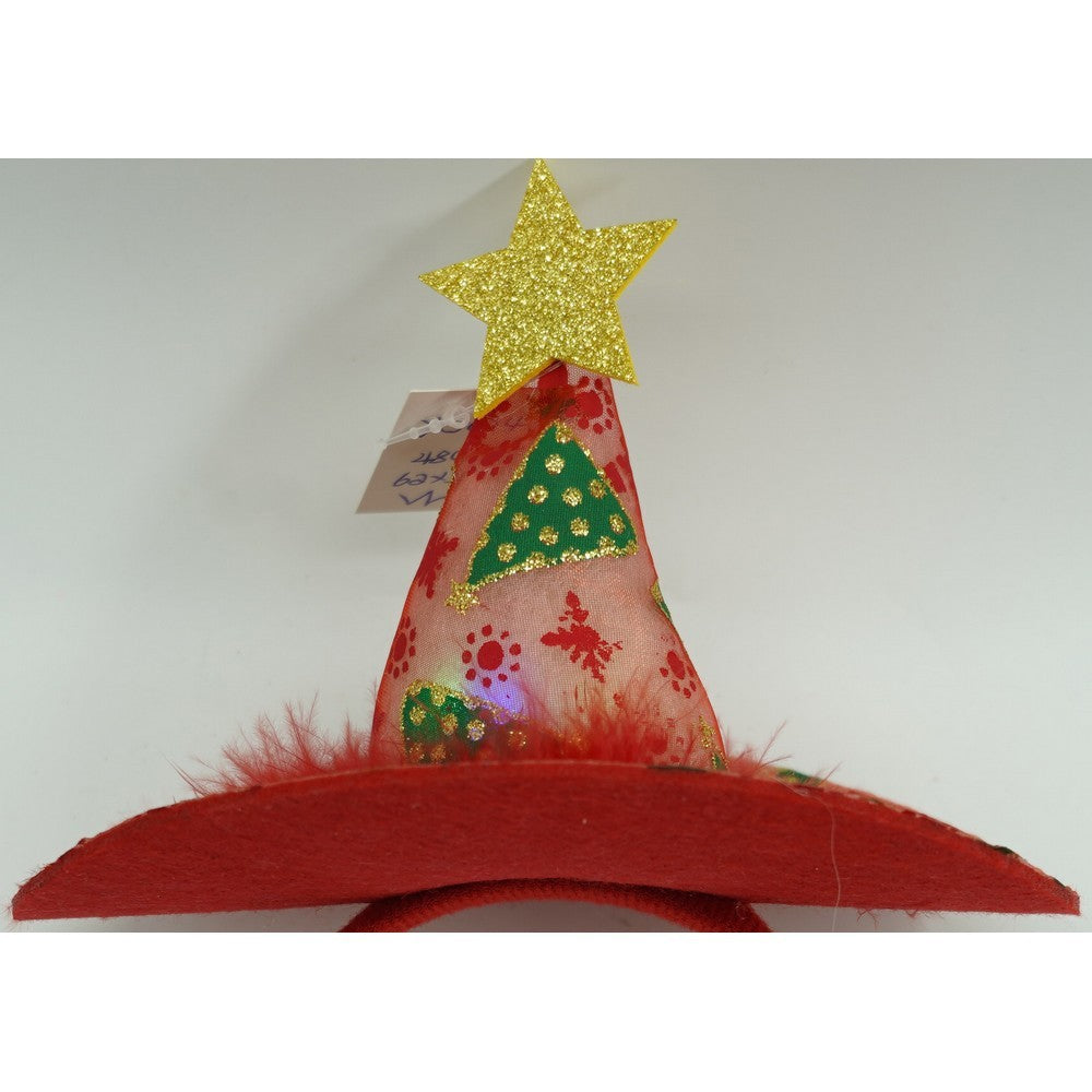 Bentita/cerc tip palarie de Craciun, culoare rosie cu led, marime standard, Flippy-9