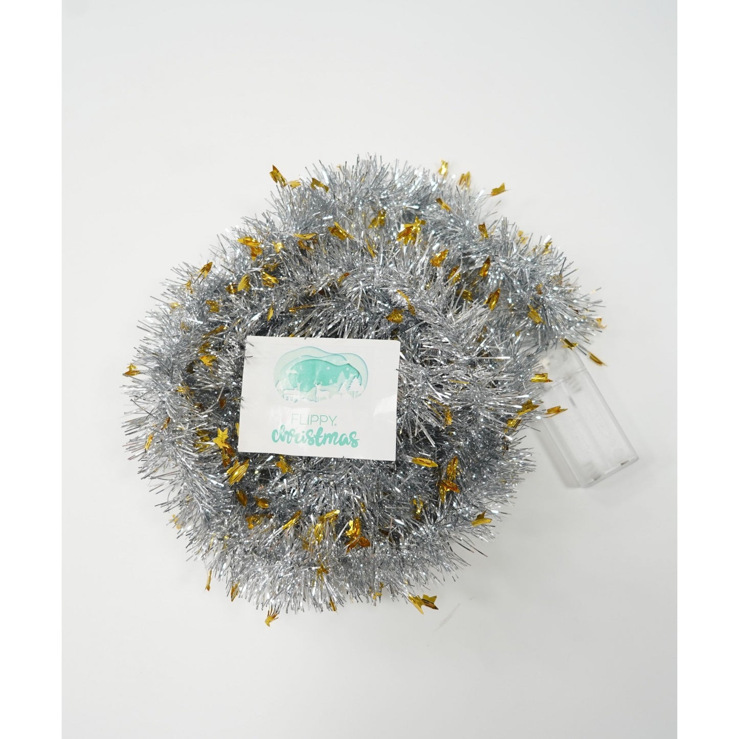 Beteala Craciun cu LED, Aurie, model cu stelute, 2 m x 5 cm, PVC, Sir, Artificiala, Flippy-2