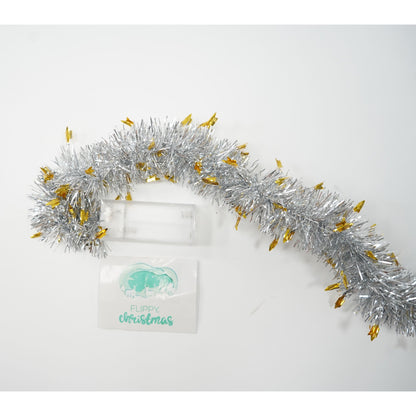 Beteala Craciun cu LED, Aurie, model cu stelute, 2 m x 5 cm, PVC, Sir, Artificiala, Flippy-5