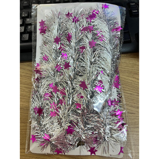 Beteala Craciun cu LED, Mov, model cu stelute, 2 m x 5 cm, PVC, Sir, Artificiala, Flippy-0