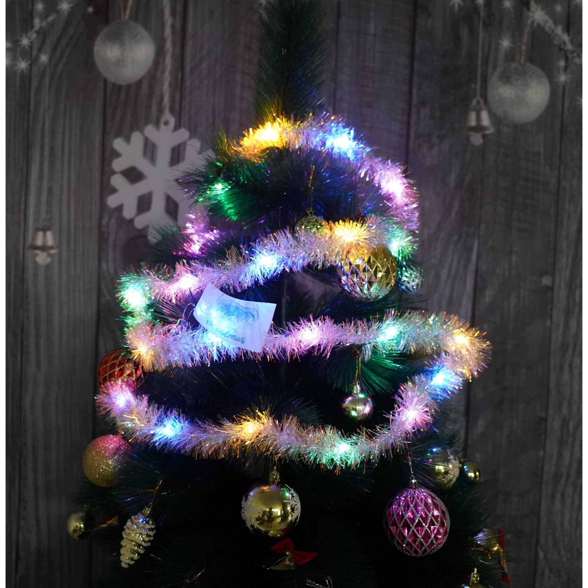 Beteala Craciun cu LED, Multicolora, simpla, 2 m x 5 cm, PVC, Sir, Artificiala, Flippy-1