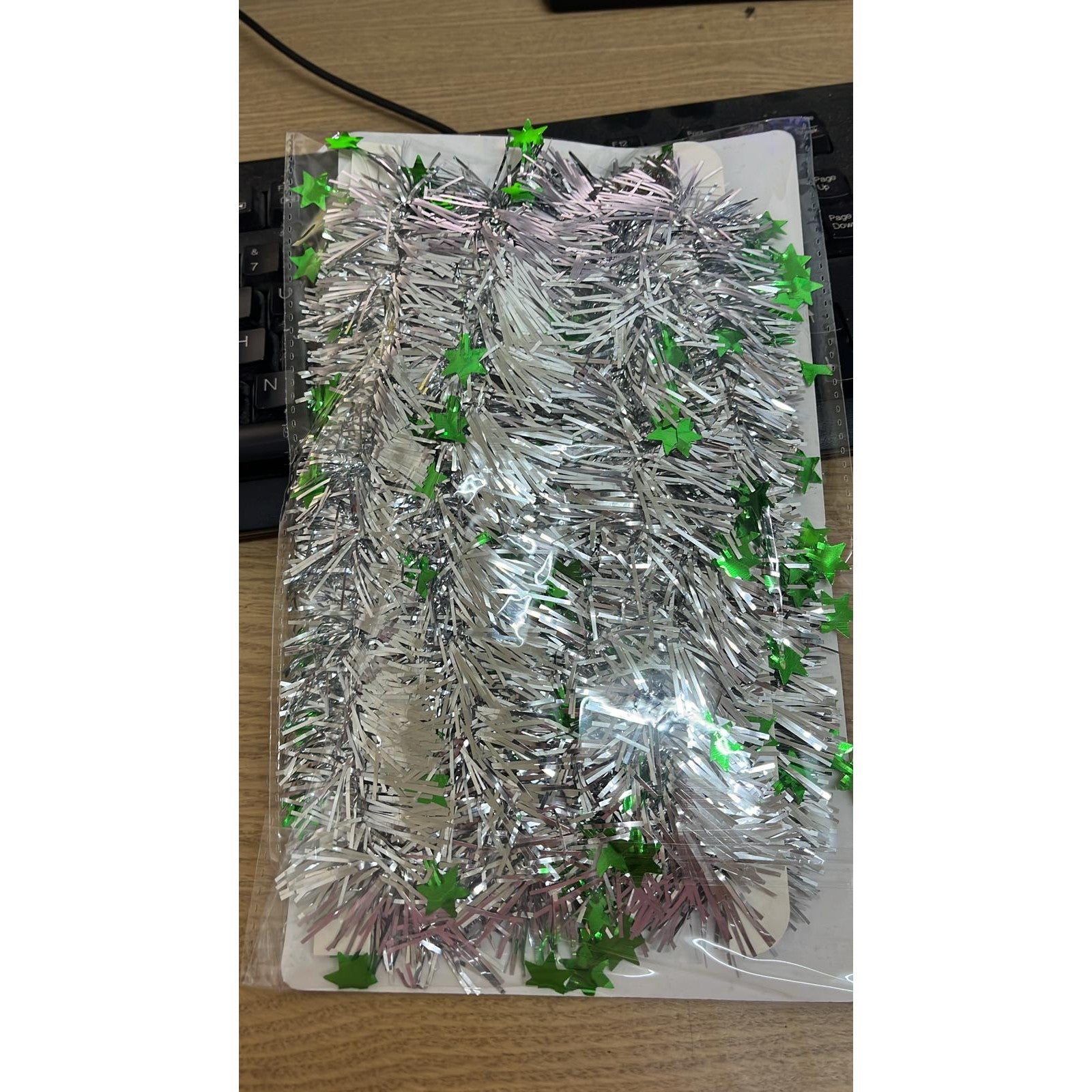 Beteala Craciun cu LED, Verde, model cu stelute, 2 m x 5 cm, PVC, Sir, Artificiala, Flippy-0