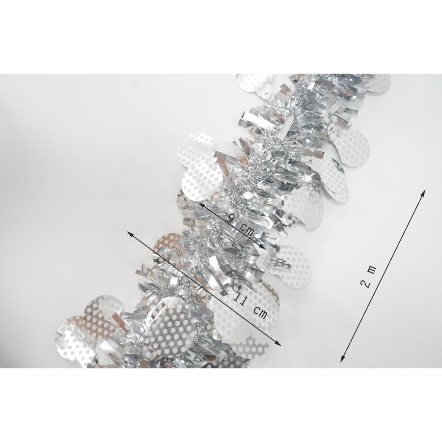 Beteala Craciun, Flippy, argintiu, marimea:  2 m x 11 cm x 9 cm material:folie PVC, interior/exterior-12