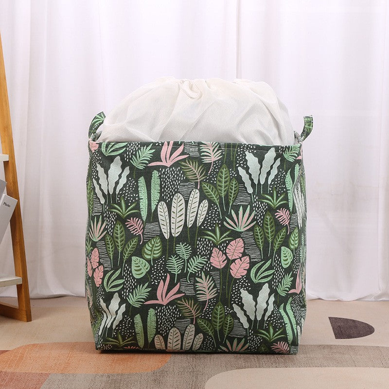 Cutie de Depozitare Pliabila, Flippy, Impermeabila, cu Snur, Capacitate 100 L, cu Manere, 50x50x40cm, Model Frunze, Verde-8