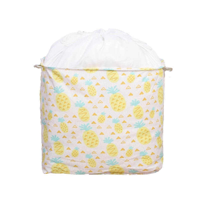 Cutie de Depozitare Pliabila, Flippy, Impermeabila, cu Snur, Capacitate 100 L, cu Manere, 50x50x40cm, Model Ananas, Galben-0