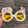 Birthday glasses + beige donut birthday hat-yellow film-0