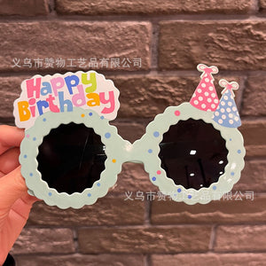 Birthday glasses + blue donut birthday hat - black film-0