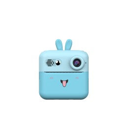 Camera Instantanee pentru Copii, Flippy, cu Functie de Printare, cablu USB-C, Bluetooth, compatibil iOS/Android, Imprimare APP, Model Iepure, Albastru-0
