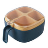 Recipient pentru condimente Flippy, 4 casute, potrivit pentru sare, cimbru, piper, condimente, 4 lingurite din plastic, capac din plastic, maner, 14x14x8 cm, albastru-0