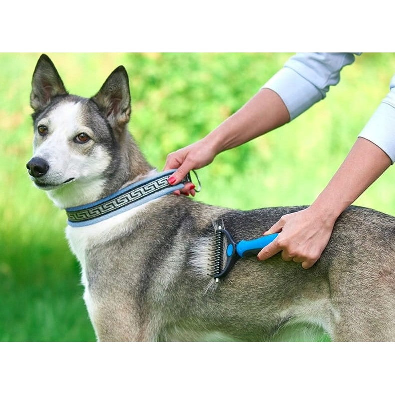 Pieptene pentru Părul de Animale, Flippy, Dispozitiv de Îngrijire cu Două Fețe, Îndepărtarea părului, Albastru-1