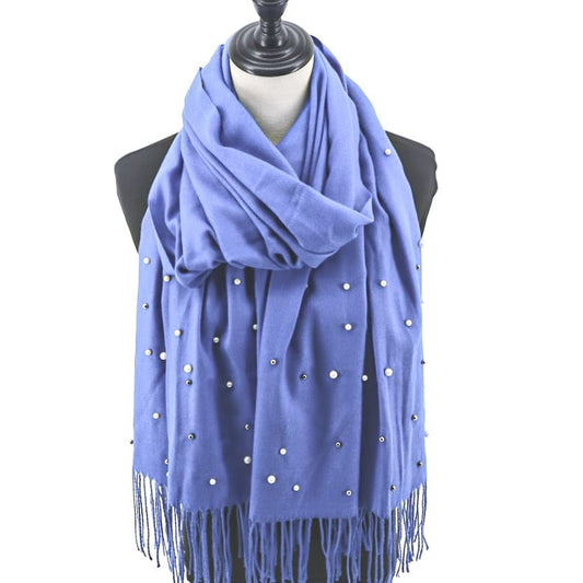 Esarfa din casmir cu perle - Blue