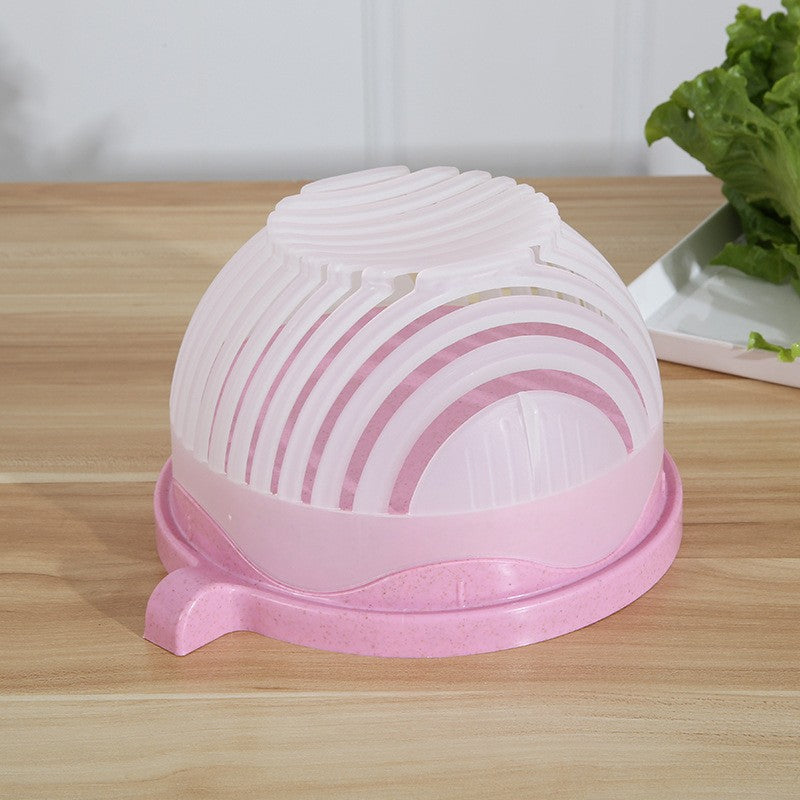 Bol Feliator pentru Salata, Flippy, Castron Multifunctional pentru Legume si Fructe, pentru Spalat si Taiat Legumele, cu Scurgere si Tocator, Ergonomic, Protectie pentru Maini, 21x18.5x11.5 cm, Roz-6
