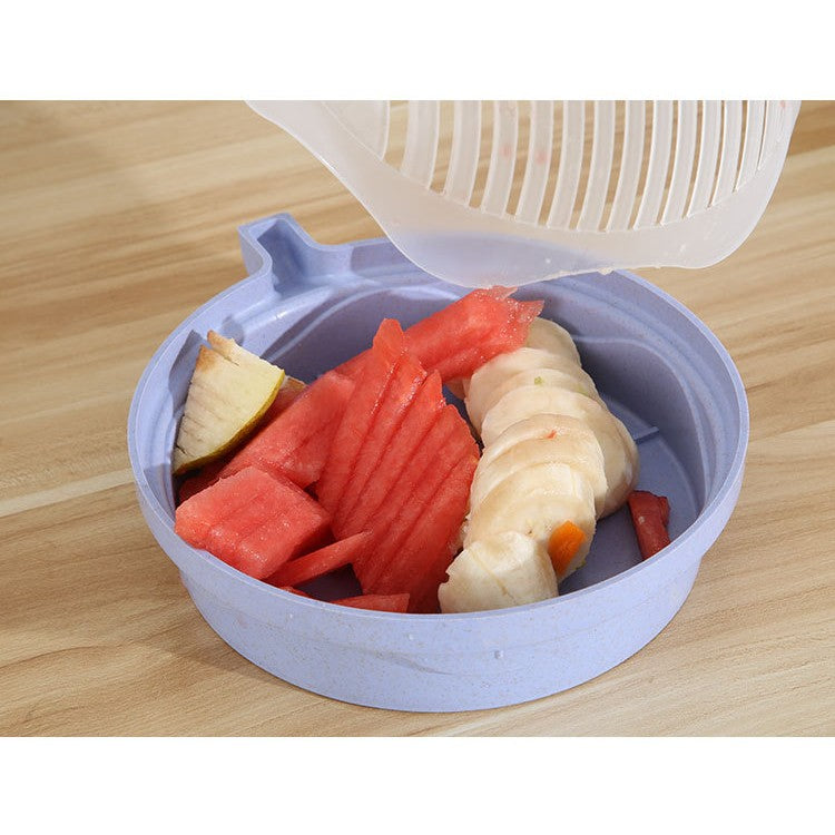 Bol Feliator pentru Salata, Flippy, Castron Multifunctional pentru Legume si Fructe, pentru Spalat si Taiat Legumele, cu Scurgere si Tocator, Ergonomic, Protectie pentru Maini, 21x18.5x11.5 cm, Mov-4