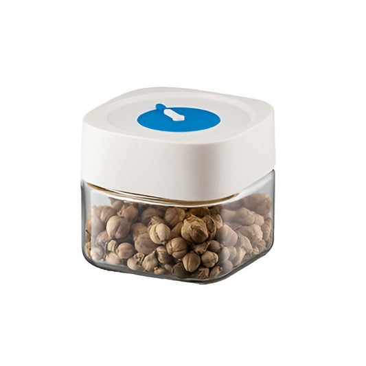 Borcan din Sticla de Inalta Calitate, Flippy, Capac Ermetic, Uz Casnic, Depozitarea Condimentelor sau a Alimentelor Umede si Uscate, 500 mL, 10x10x9 cm, Alb-0