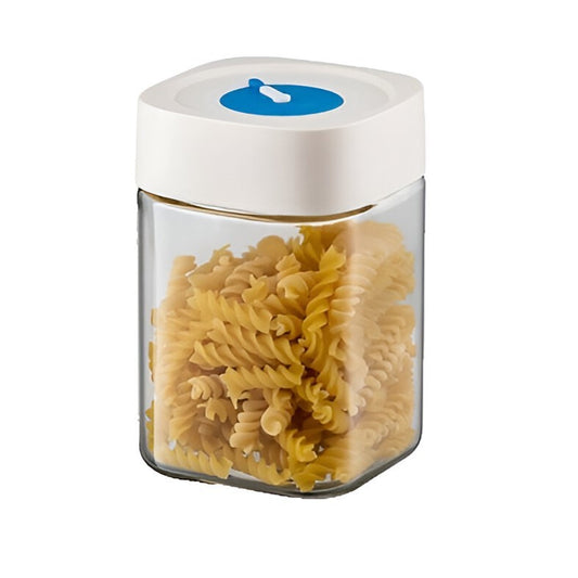 Borcan din Sticla de Inalta Calitate, Flippy, Capac Ermetic, Uz Casnic, Depozitarea Condimentelor sau a Alimentelor Umede si Uscate, 1000 mL, 10x10x15.5 cm, Alb-0
