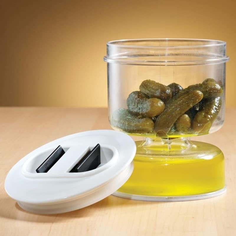 Borcan pentru Muraturi, Flippy, cu Separator pentru Lichide, Ermetic, Termorezistent, Tip Clepsidra, 800 ml, ABS, Alb, 13x11 cm-3