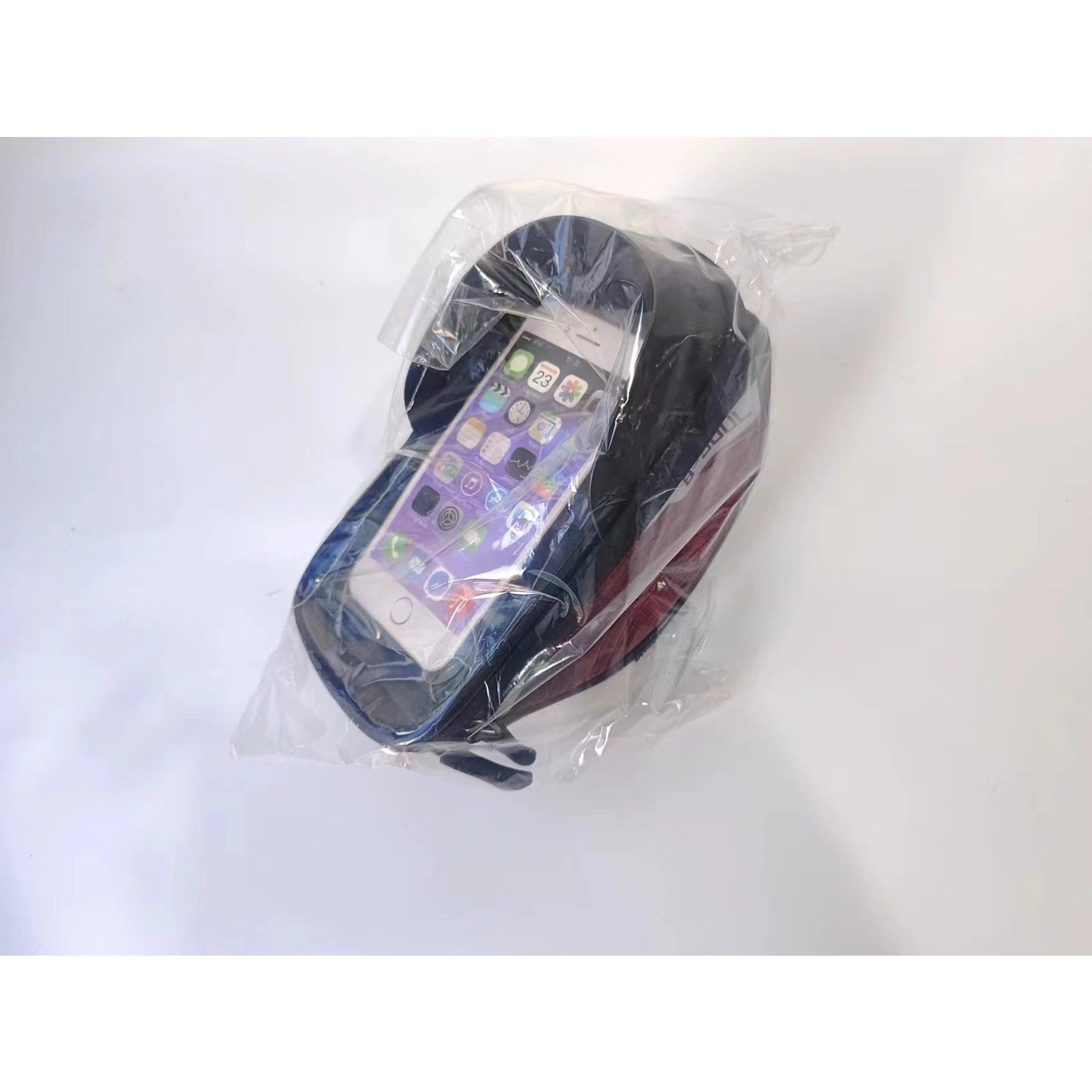 Borseta bicicleta impermeabila cu husa pentru telefon Flippy, montare pe ghidon, compatibila cu telefoane de pana la 16 cm, spatiu depozitare, 18.5x9.5 cm, rosu-6