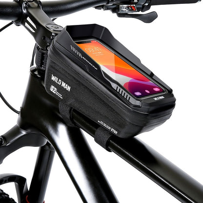 Borseta pentru bicicleta cu suport de telefon Flippy, capcitate 1L, 20.5x11.1x10.5 cm, cu spatiu de stocare, protectie waterproof, ecran tactil, fixare in 3 locuri, protectie lumina, orificiu casti, negru-7