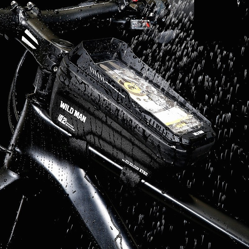 Borseta pentru bicicleta cu suport de telefon Flippy, capcitate 1L, 20.5x11.1x10.5 cm, cu spatiu de stocare, protectie waterproof, ecran tactil, fixare in 3 locuri, protectie lumina, orificiu casti, negru-8