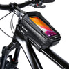 Borseta pentru bicicleta cu suport de telefon Flippy, capcitate 1L, 20.5x11.1x10.5 cm, cu spatiu de stocare, protectie waterproof, ecran tactil, fixare in 3 locuri, protectie lumina, orificiu casti, negru-0