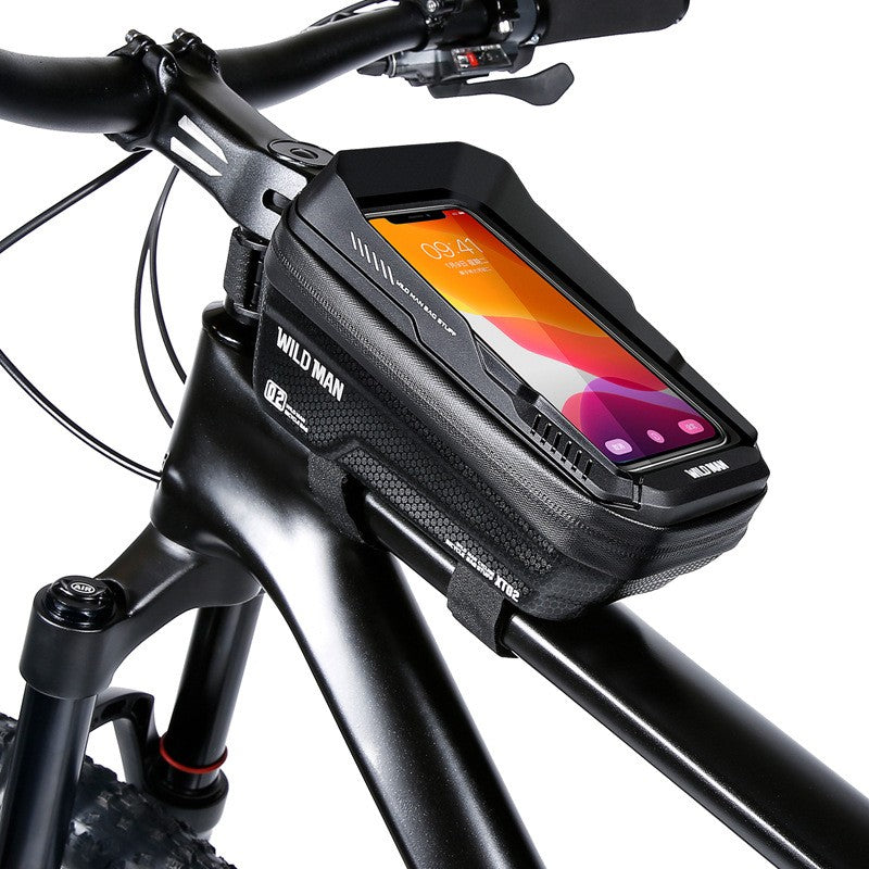 Borseta pentru bicicleta cu suport de telefon Flippy, capcitate 1L, 20.5x11.1x10.5 cm, cu spatiu de stocare, protectie waterproof, ecran tactil, fixare in 3 locuri, protectie lumina, orificiu casti, negru-0